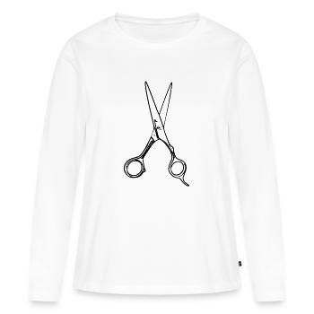 Schere - Frauen Premium Bio Langarmshirt - Weiß - Vorne - Julia (174cm)