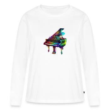PIANO A QUEUE - T-shirt manches longues Premium bio Femme - blanc - Devant - Julia (174cm)
