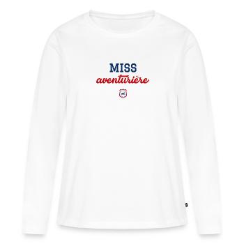 MISS aventurière - T-shirt manches longues Premium bio Femme - blanc - Devant - Julia (174cm)