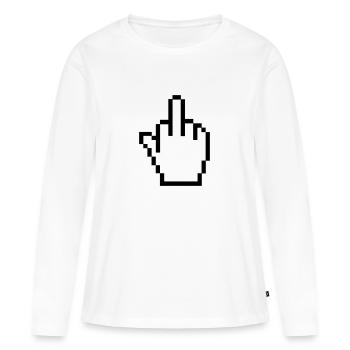 Mittelfinger - Frauen Premium Bio Langarmshirt - Weiß - Vorne - Julia (174cm)