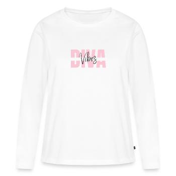 Diva Vibes - Déclaration Motivation Dire - T-shirt manches longues Premium bio Femme - blanc - Devant - Julia (174cm)