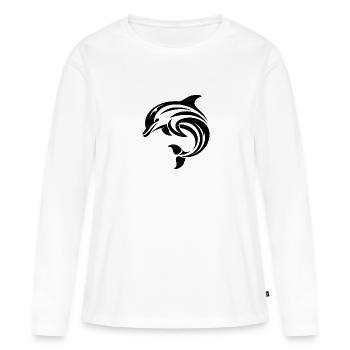 Dauphin élégant et dynamique en saut - T-shirt manches longues Premium bio Femme - blanc - Devant - Julia (174cm)