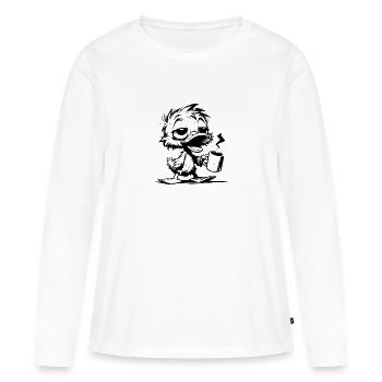 Putzige verschlafene Ente mit heissem Kaffee - Frauen Premium Bio Langarmshirt - Weiß - Vorne - Julia (174cm)