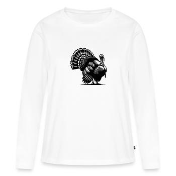 Stolzer Truthahn mit riesigem Gefieder - Frauen Premium Bio Langarmshirt - Weiß - Vorne - Julia (174cm)