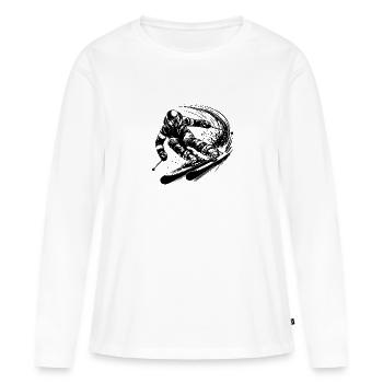 Poudreuse extrême et action sur les pistes - T-shirt manches longues Premium bio Femme - blanc - Devant - Julia (174cm)