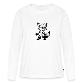 Clever Fox Sly Fox Croquis de dessin - T-shirt manches longues Premium bio Femme - blanc - Devant - Julia (174cm)