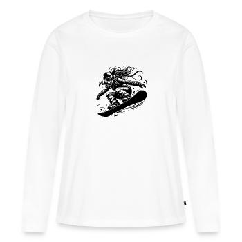 Poudreuse et snowboard - T-shirt manches longues Premium bio Femme - blanc - Devant - Julia (174cm)
