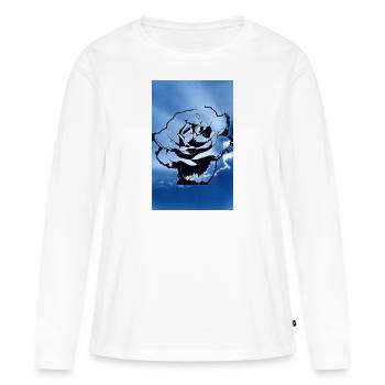 Fleur de ciel bleu foncé - T-shirt manches longues Premium bio Femme - blanc - Devant - Julia (174cm)