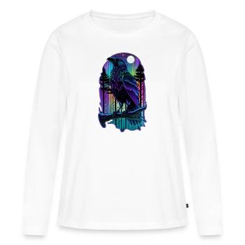 Raven Neon Watercolor Forest Animal Bird Gothic Metal - Women's Premium Organic Long Sleeve Shirt - white - Front - Julia (174cm)