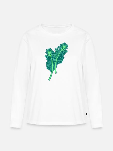 pfau feathers - Frauen Premium Bio Langarmshirt - Weiß