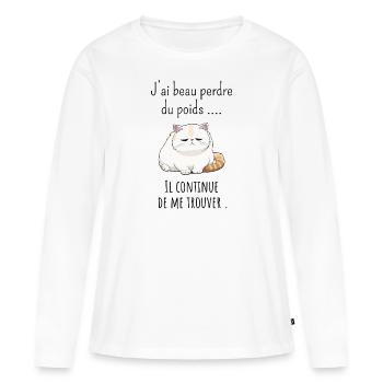 J’ai beau perdre poids il continue de me trouver - T-shirt manches longues Premium bio Femme - blanc - Devant - Julia (174cm)