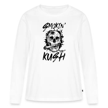 Articulation du crâne du fumeur Kush - T-shirt manches longues Premium bio Femme - blanc - Devant - Julia (174cm)