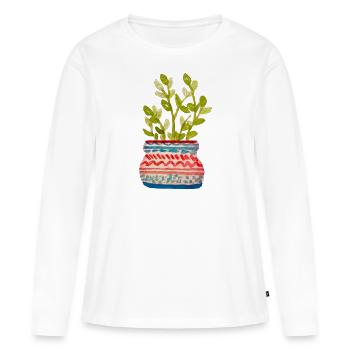 Potted plant - Women's Premium Organic Long Sleeve Shirt - white - Front - Julia (174cm)