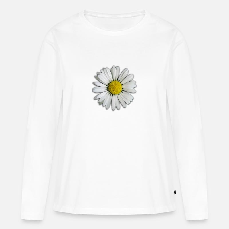 Gänseblümchen - Blume - Frauen Premium Bio Langarmshirt - Weiß