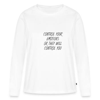 Contrôlez vos émotions - T-shirt manches longues Premium bio Femme - blanc - Devant - Julia (174cm)