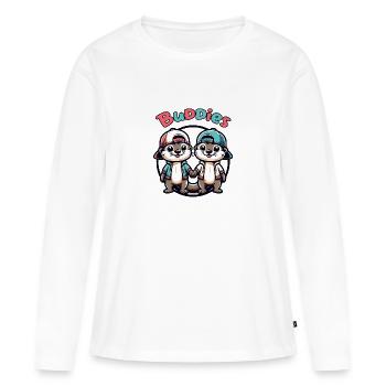 Deux copains loutres mignons copains pour toujours - T-shirt manches longues Premium bio Femme - blanc - Devant - Julia (174cm)