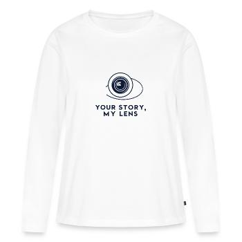 Votre histoire, mon objectif - T-shirt manches longues Premium bio Femme - blanc - Devant - Julia (174cm)