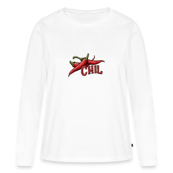 Chil, relax, - Frauen Premium Bio Langarmshirt - Weiß - Vorne - Julia (174cm)