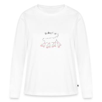 Patins à roulettes chat chat scooter - T-shirt manches longues Premium bio Femme - blanc - Devant - Julia (174cm)