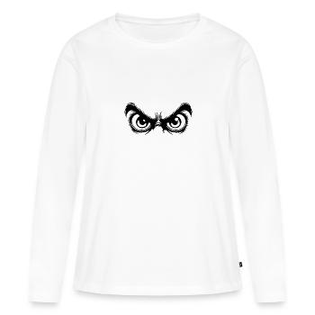 Augen mit starrem beobachtendem Blick - Frauen Premium Bio Langarmshirt - Weiß - Vorne - Julia (174cm)