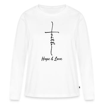 Christianisme croyant chrétien - T-shirt manches longues Premium bio Femme - blanc - Devant - Julia (174cm)