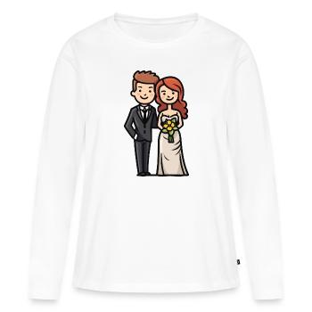 Mariage mariée marié jeunes mariés - T-shirt manches longues Premium bio Femme - blanc - Devant - Julia (174cm)