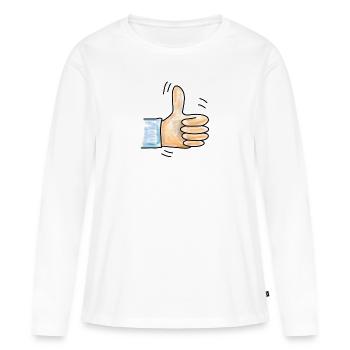 Daumen hoch - Frauen Premium Bio Langarmshirt - Weiß - Vorne - Julia (174cm)