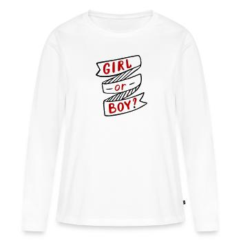 Boy or Girl Junge oder Mädchen Schwanger Pregnant - Frauen Premium Bio Langarmshirt - Weiß - Vorne - Julia (174cm)