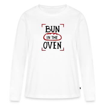 Rôti Tube Bun Four Enceinte Enceinte Enceinte - T-shirt manches longues Premium bio Femme - blanc - Devant - Julia (174cm)