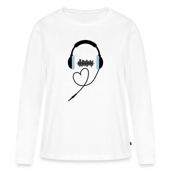 Écouteurs amoureux de DJing - T-shirt manches longues Premium bio Femme - blanc - Devant - Julia (174cm)
