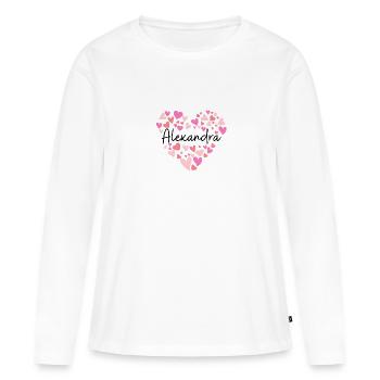cœurs pour Alexandra - T-shirt manches longues Premium bio Femme - blanc - Devant - Julia (174cm)