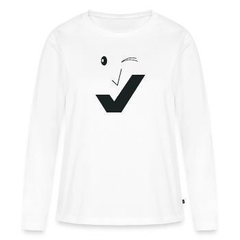 Beau sourire - Beau visage C02 - T-shirt manches longues Premium bio Femme - blanc - Devant - Julia (174cm)