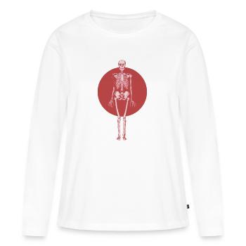 Schädel-rotes rotes Skelett - Frauen Premium Bio Langarmshirt - Weiß - Vorne - Julia (174cm)