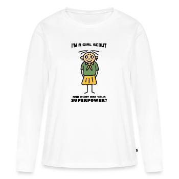Je suis une éclaireuse avec superpuissance - T-shirt manches longues Premium bio Femme - blanc - Devant - Julia (174cm)