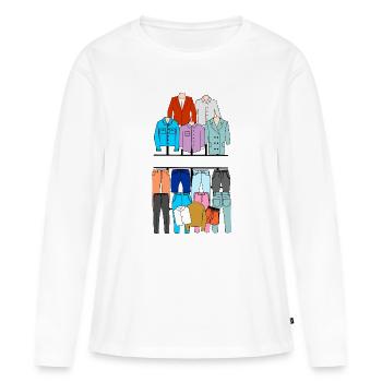 Logo des vêtements pour hommes - T-shirt manches longues Premium bio Femme - blanc - Devant - Julia (174cm)