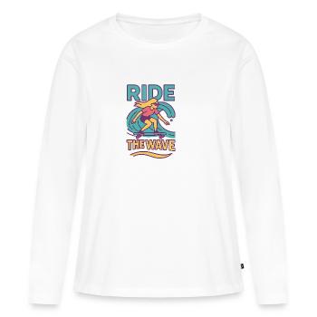 Surfen & Scrollen Thema T-Shirt - Frauen Premium Bio Langarmshirt - Weiß - Vorne - Julia (174cm)