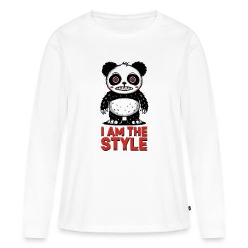 Panda je suis le style - T-shirt manches longues Premium bio Femme - blanc - Devant - Julia (174cm)