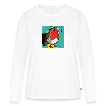 Rouge-gorge fumant - T-shirt manches longues Premium bio Femme - blanc - Devant - Julia (174cm)