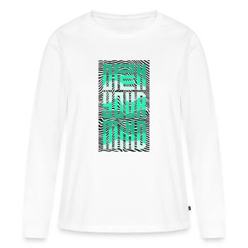 Open Your Mind - T-shirt manches longues Premium bio Femme - blanc - Devant - Julia (174cm)