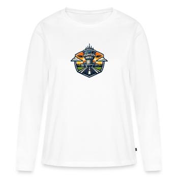 Flughafen Turm Sonnenuntergang - Frauen Premium Bio Langarmshirt - Weiß - Vorne - Julia (174cm)