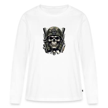Schädel des Kriegers: Bewaffnet und bereit - Frauen Premium Bio Langarmshirt - Weiß - Vorne - Julia (174cm)