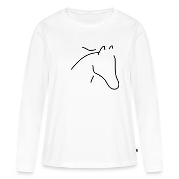 Pferd minimal - Frauen Premium Bio Langarmshirt - Weiß - Vorne - Julia (174cm)