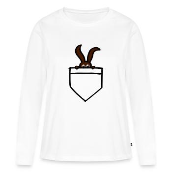 lapin lapin sauvetage poche poitrine hase - T-shirt manches longues Premium bio Femme - blanc - Devant - Julia (174cm)