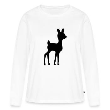 Chevreuil - T-shirt manches longues Premium bio Femme - blanc - Devant - Julia (174cm)