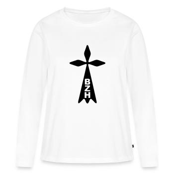 breizh hermine - T-shirt manches longues Premium bio Femme - blanc - Devant - Julia (174cm)