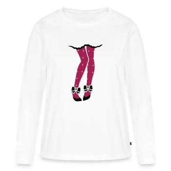 Girl - Pumps - Highheels - Schuhe - Beine - 2C - Frauen Premium Bio Langarmshirt - Weiß - Vorne - Julia (174cm)