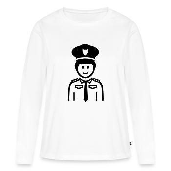 Police - T-shirt manches longues Premium bio Femme - blanc - Devant - Julia (174cm)