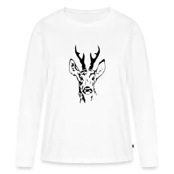 Rehbock - Hirsch - Deer - Frauen Premium Bio Langarmshirt - Weiß - Vorne - Julia (174cm)