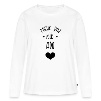 adolescent / enfant / ado / adolescente - T-shirt manches longues Premium bio Femme - blanc - Devant - Julia (174cm)