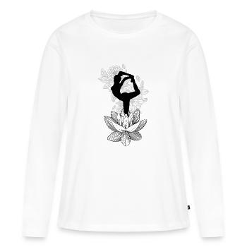 Silhouette König Taube Pose - Frauen Premium Bio Langarmshirt - Weiß - Vorne - Julia (174cm)